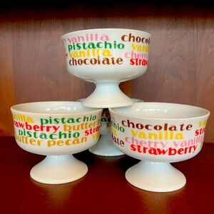 Set of 4 vintage MCM ice cream dessert coupe dish bowl